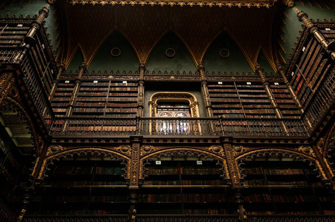 dark mysterious library interior
