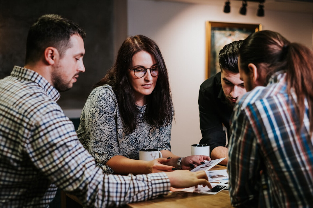 group of writers talking