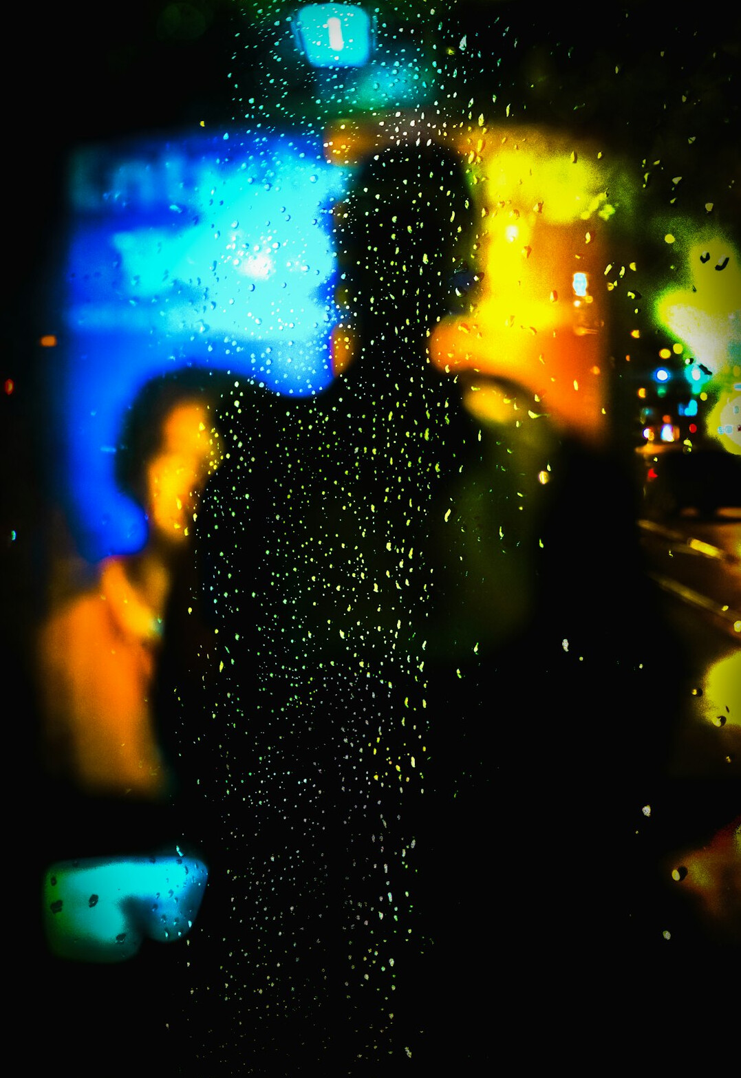 dark rainy night city street